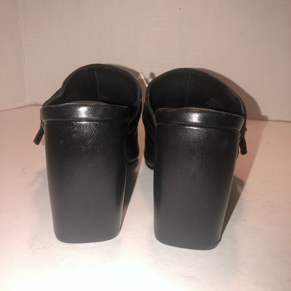 New Free People Black Leather Date Night Heeled Mules Shoes sz 8.5 - Picture 7 of 8